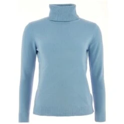 PULL FEMME COL ROULE BLEU CIEL