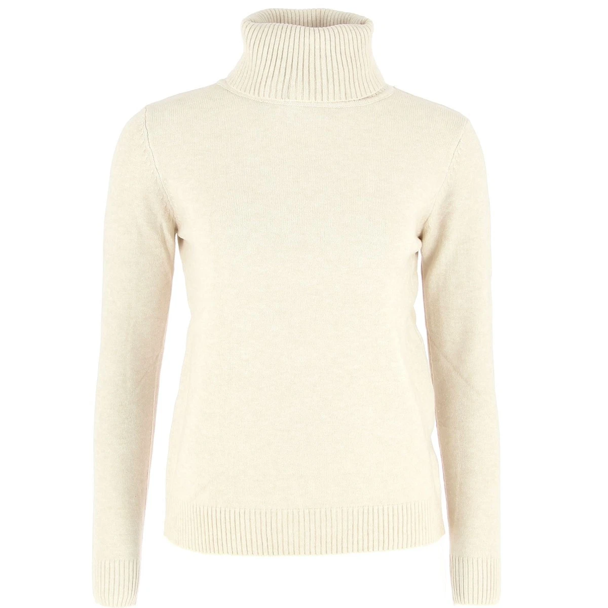 PULL FEMME COL ROULE ECRU 3 PULL FEMME COL ROULE ECRU