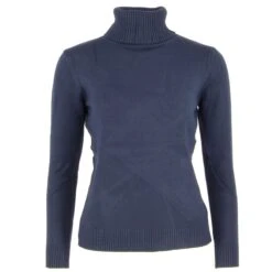 PULL FEMME COL ROULE MARINE