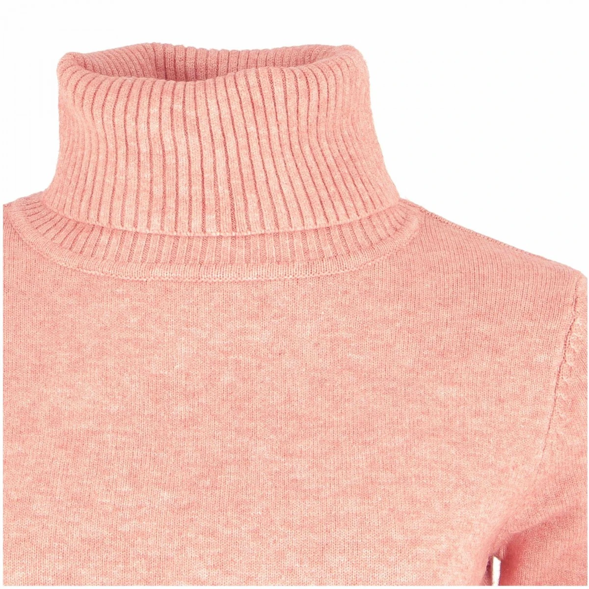 PULL FEMME COL ROULE ROSE PALE 4 PULL FEMME COL ROULE ROSE PALE – Image 2
