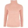 PULL FEMME COL ROULE ROSE PALE -Vêtements De Mode pull femme col roule rose pale