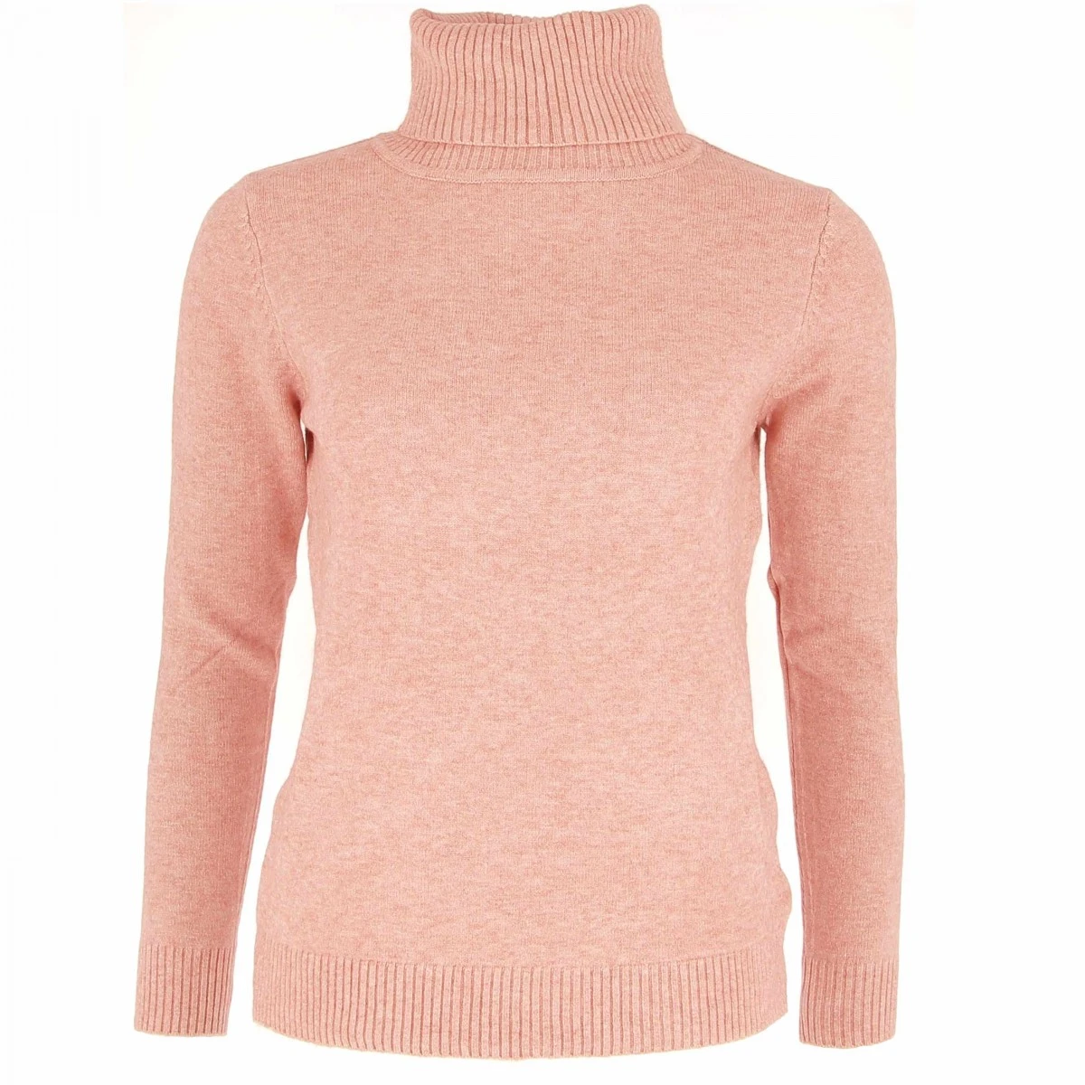 PULL FEMME COL ROULE ROSE PALE 3 PULL FEMME COL ROULE ROSE PALE