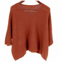 PULL ALPAGA MANCHES CHAUVE-SOURIS BRIQUE