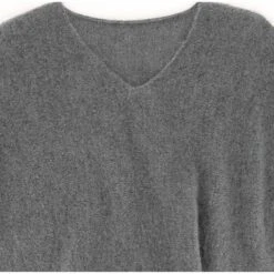 PULL ALPAGA MANCHES CHAUVE-SOURIS GRIS -Vêtements De Mode pull manches chauve souris gris 1