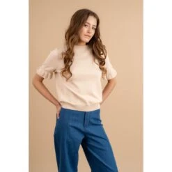 PULL MANCHES COURTES CREME
