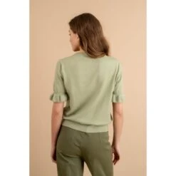 PULL MANCHES COURTES VERT AMANDE -Vêtements De Mode pull manches courtes vert amande 3