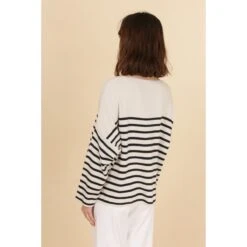 PULL MARINIERE 100% COTON KAKI / BLANC 10 PULL MARINIERE 100% COTON KAKI / BLANC -Vêtements De Mode pull mariniere femme kaki blanc 100 coton 2