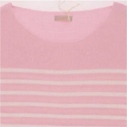 PULL MARINIERE 100% COTON ROSE / BLANC