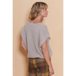 PULL SANS MANCHE BEIGE -Vêtements De Mode pull sans manche beige 2