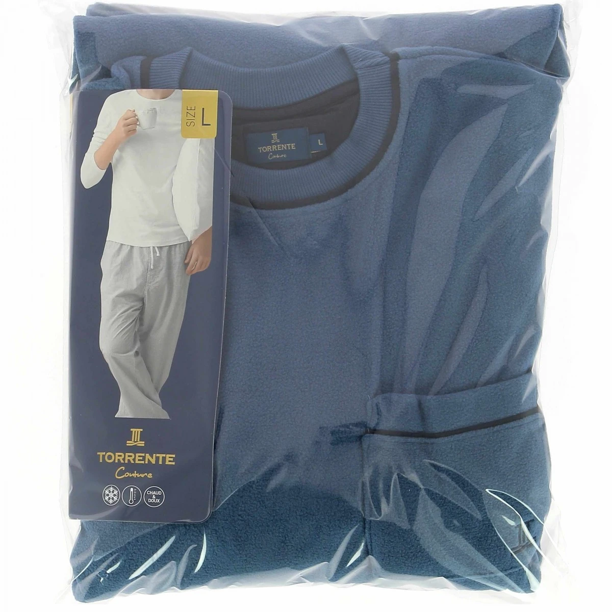 PYJAMA LONG POLAIRE HOMME BLEU 4 PYJAMA LONG POLAIRE HOMME BLEU – Image 2