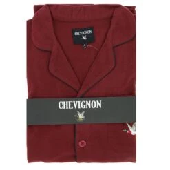 PYJAMA LONG VESTE CHEVIGNON BORDEAUX 100% COTON