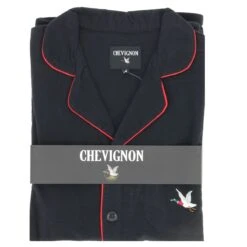PYJAMA LONG VESTE CHEVIGNON NOIR 100% COTON