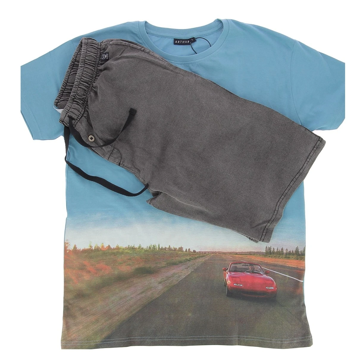 PYJAMA SHORT ARTHUR NEVADA BLEU ET GRIS AVEC MOTIF 4 PYJAMA SHORT ARTHUR NEVADA BLEU ET GRIS AVEC MOTIF – Image 2