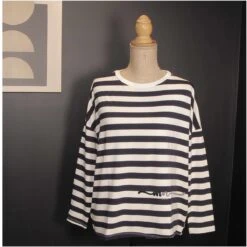 TEE-SHIRT MANCHES LONGUES ECRU/MARINE -Vêtements De Mode tee shirt manches longues ecrumarine 2