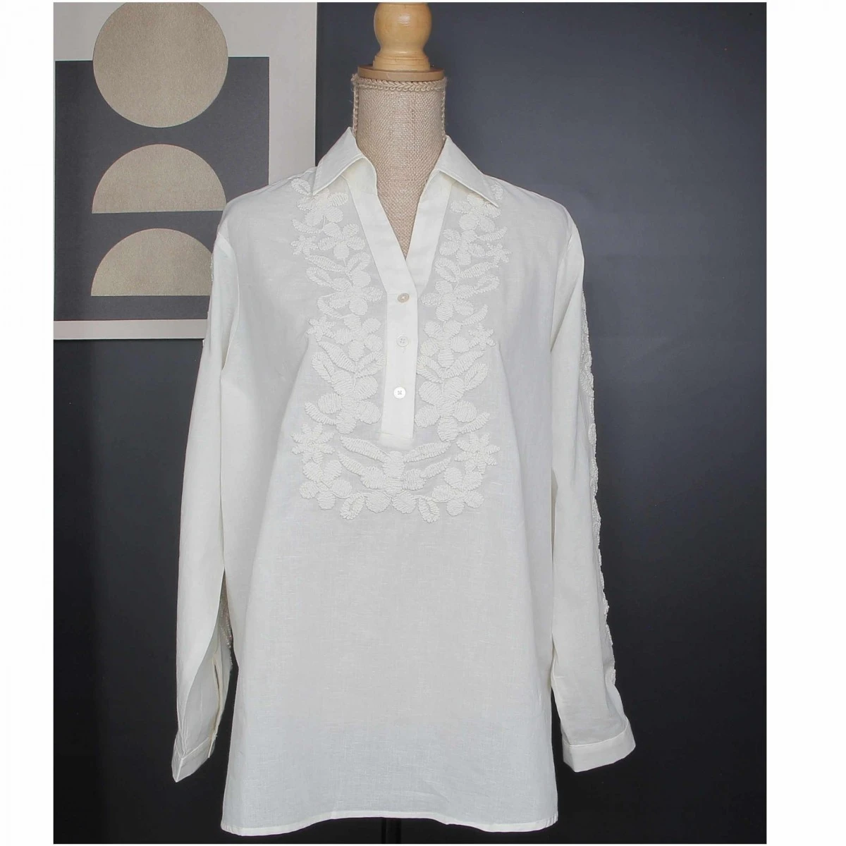 TUNIQUE FEMME BRODEE ECRUE 3 TUNIQUE FEMME BRODEE ECRUE