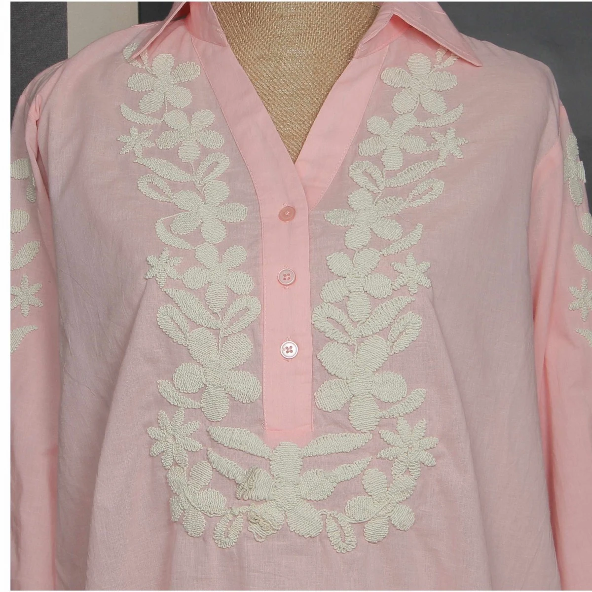 TUNIQUE FEMME BRODEE ROSE 4 TUNIQUE FEMME BRODEE ROSE – Image 2