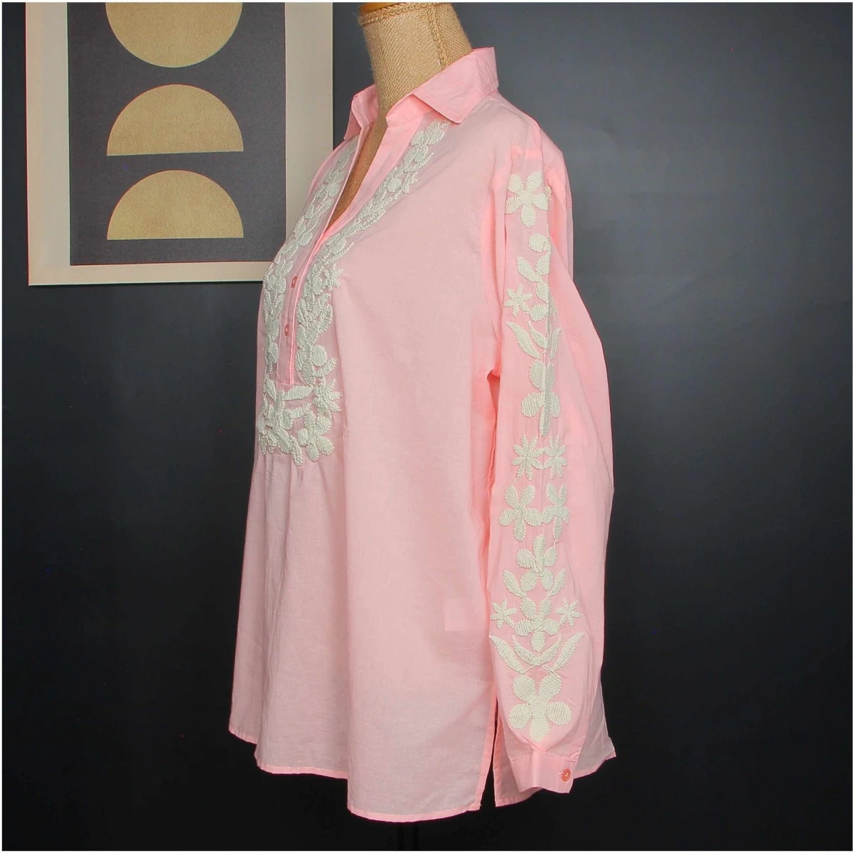 TUNIQUE FEMME BRODEE ROSE 5 TUNIQUE FEMME BRODEE ROSE – Image 3