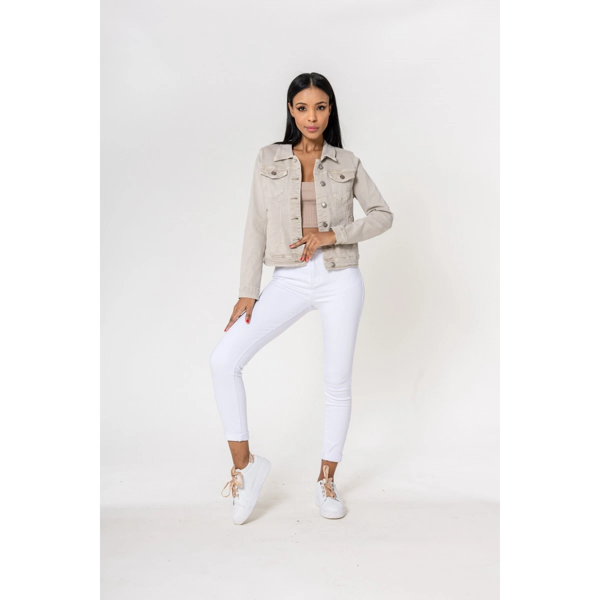 VESTE TOILE NINA CARTER BEIGE 3 VESTE TOILE NINA CARTER BEIGE