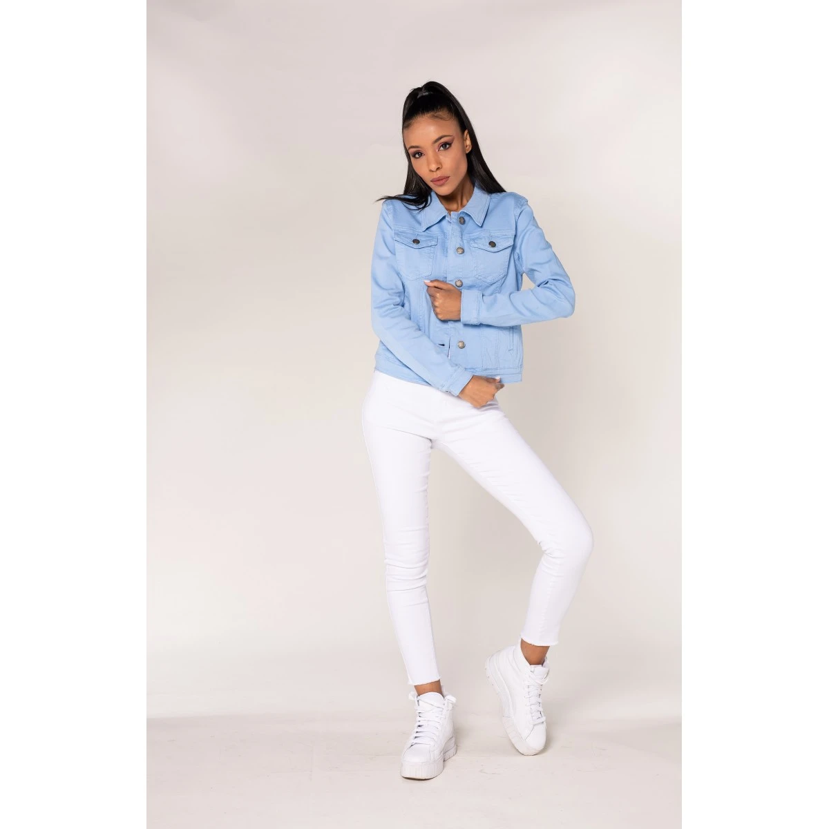 VESTE TOILE NINA CARTER BLEU CIEL 1 3 VESTE TOILE NINA CARTER BLEU CIEL 1