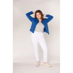 VESTE TOILE NINA CARTER BLEU ROY -Vêtements De Mode veste toile nina carter bleu roy 3