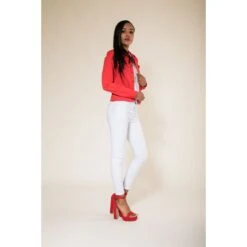 VESTE TOILE NINA CARTER ROUGE -Vêtements De Mode veste toile nina carter rouge 2